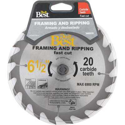 Do it Best 6-1/2 In. 20-Tooth Framing & Ripping Circular Saw Blade