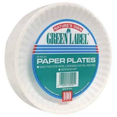 AJM Nature's Own Green Label 6 In. Paper Plates (100-Count)